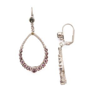 SORRELLI Army Girl Drop A Hint Purple Crystal Silvertone Teardrop Earrings NEW